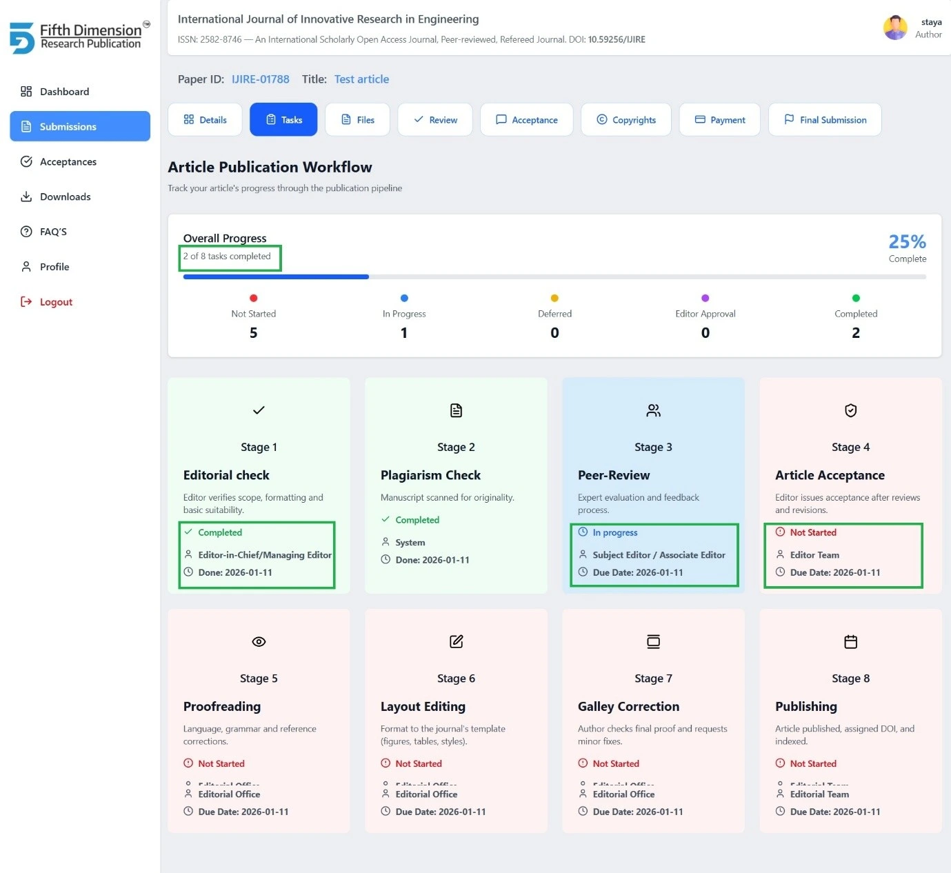 EMS Task Tab Workflow
