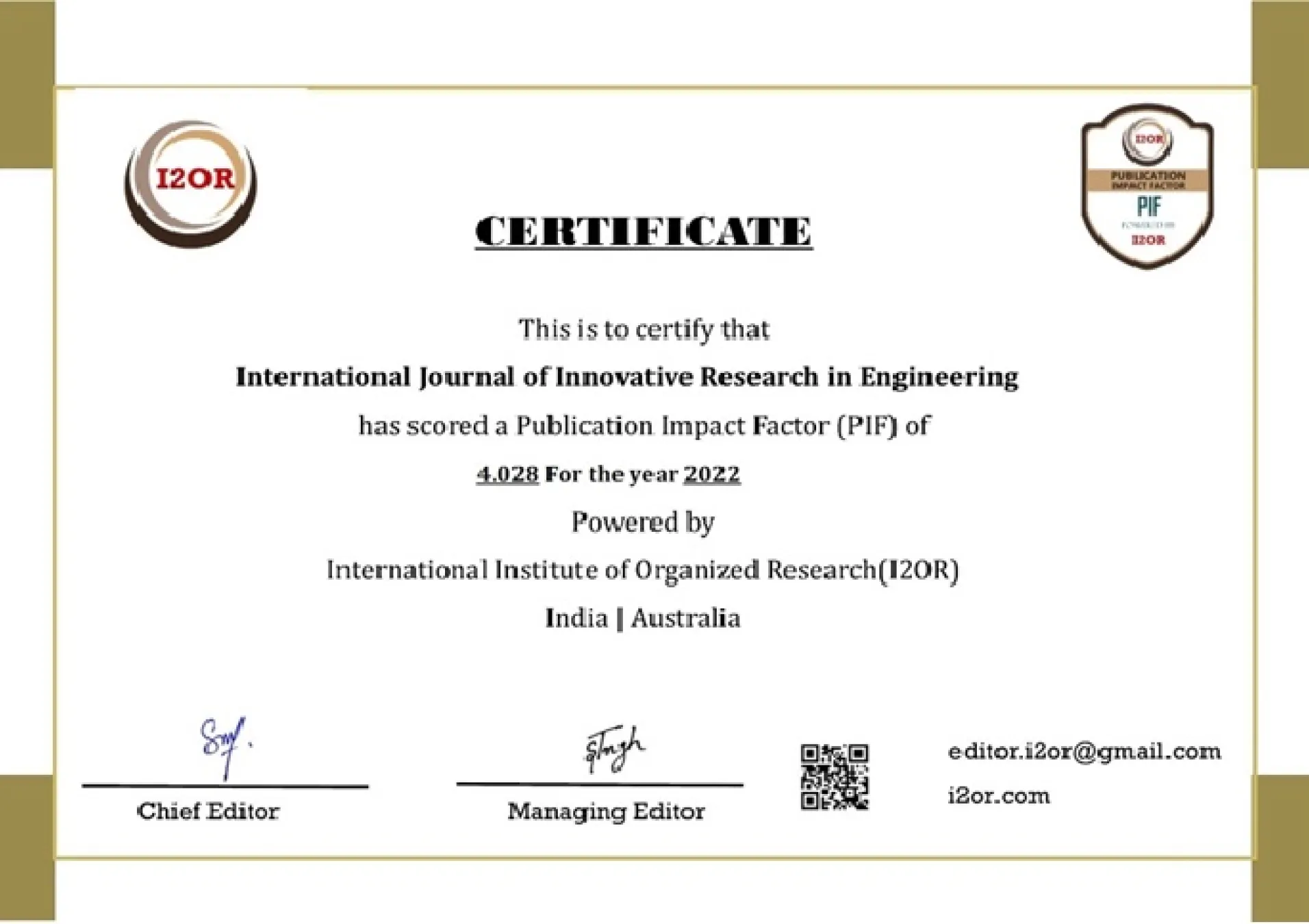 Impact Factor Calculations
