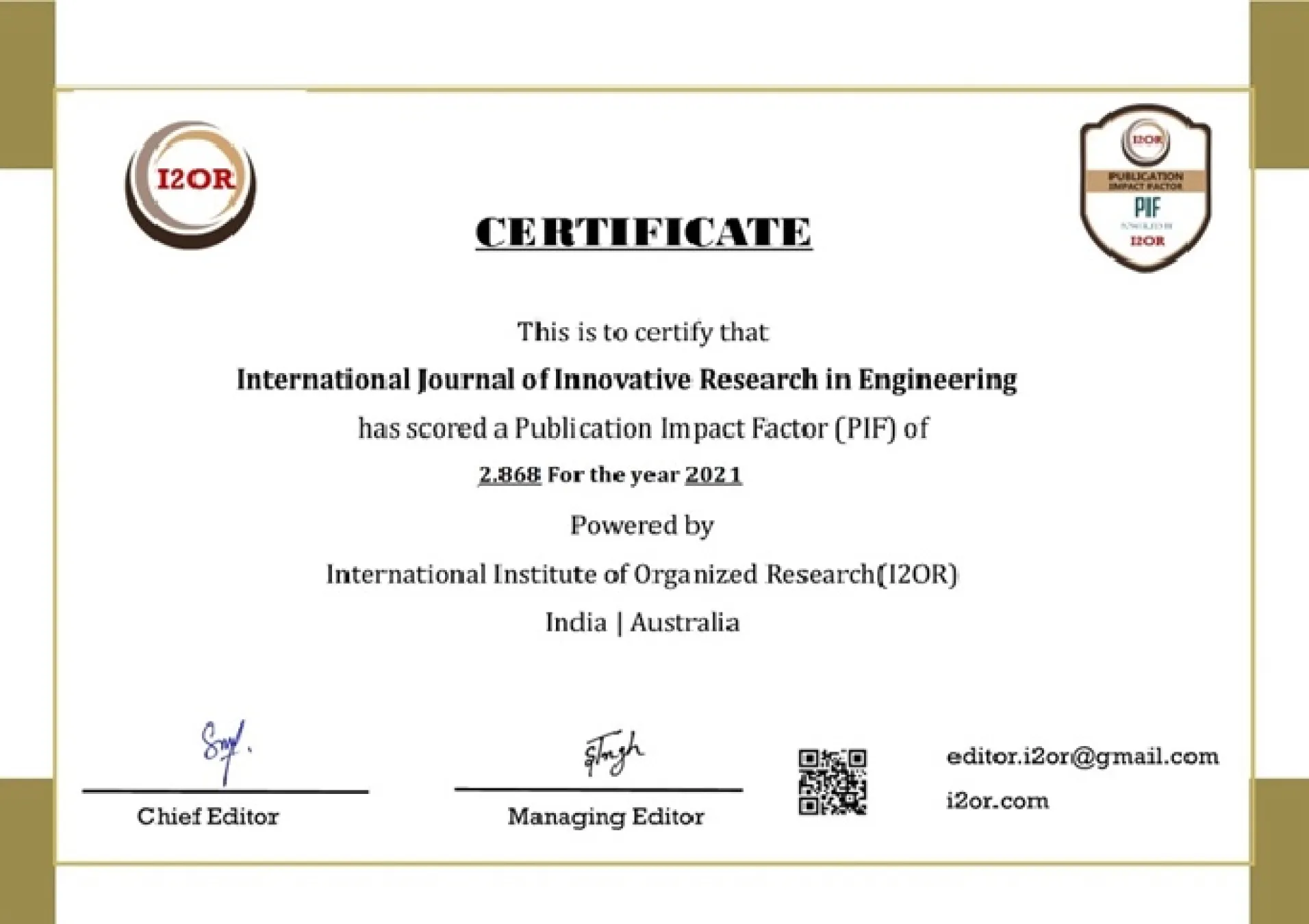 Impact Factor Metrics